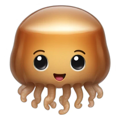 Cute baby brown jellyfish saying buy now sticker