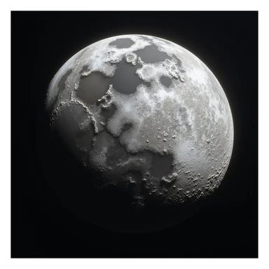 The planet Mercury as a realistic round rocky planet, detailed stony surface, soft transitions between light and dark gray, realistic style, more pronounced craters sticker