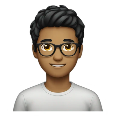 A teenager boy with black sweet and glasses black hair  sticker