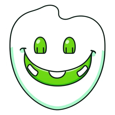 close-up of smile with bright green braces on teeth sticker
