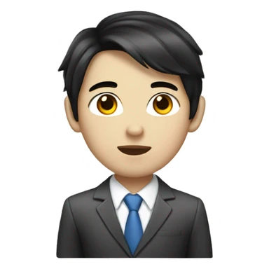 A young Asian office worker with black hair, white skin, and tied hair sticker