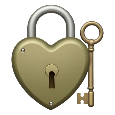 beige heart-shaped lock and key olive color  sticker