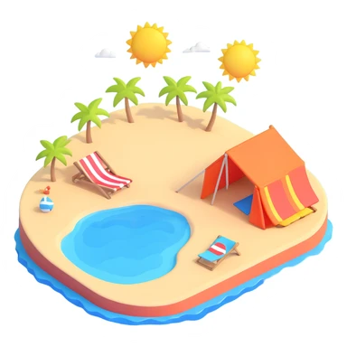 sunny beach with umbrella and sand sticker