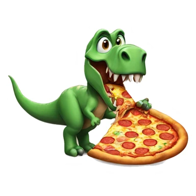Dinosaur eating pizza sticker