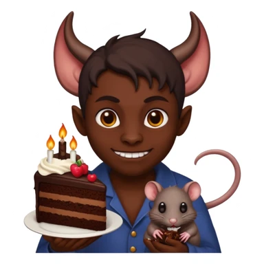 Demon with cake and rat sticker