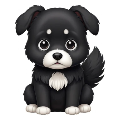 scared small solid black dog with white paws  sticker