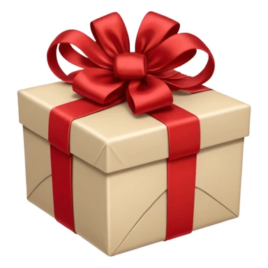 A beige and white christmans gift, with a label that says Rique. sticker