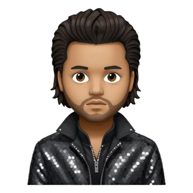 The Weeknd with long dark brown hair, dark gray sequin outfit  sticker