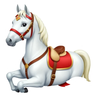 christmas white horse with a red saddle with gift box on saddle sticker