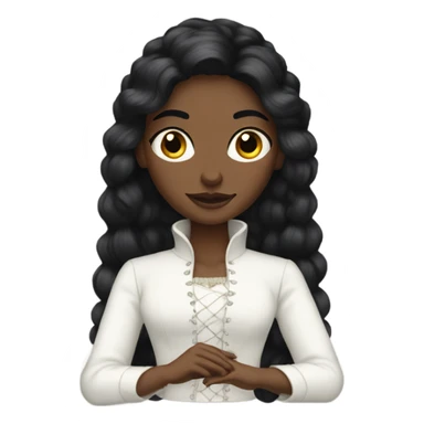 White queen with dark hair sewing  sticker