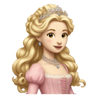 Beautiful highly detailed rococo princess with blonde hair and a pink gown sticker