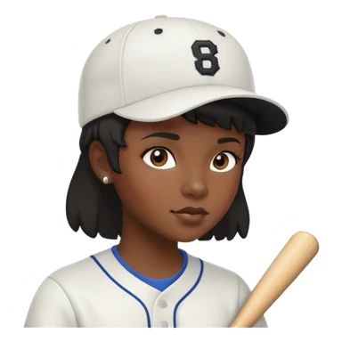 Black girl with short hair mullet and a baseball hat sticker
