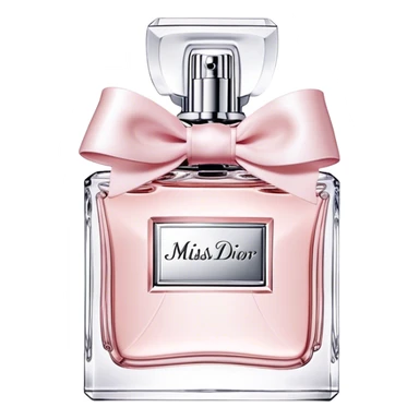 Dior miss dior eau de parfum, silver bow bottle, light pink sticker