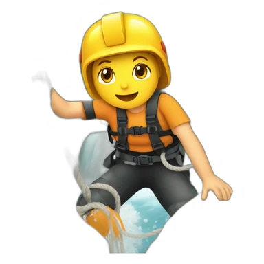 Canyoning with rope in the water sticker