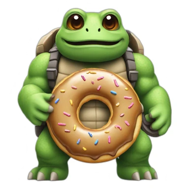 Tortank mangeant un donuts sticker