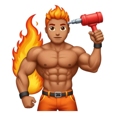 fire emoji add arm pump behind it sticker
