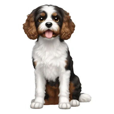black brown and white cavapoo sticker