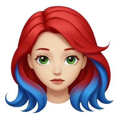 Like the first but her eye green  and blue and her hair red that brolong herwn  sticker