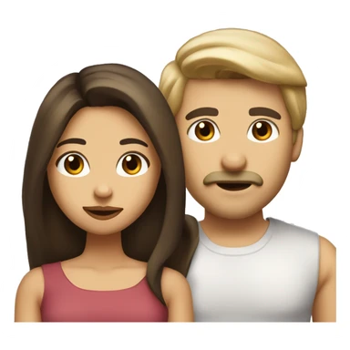 A couple, the girl is brunette with long and straight hair, big lips and brown eyes, small nose and straight eyebrows. And the guy is dirty blond with big brown eyes, a light mustache and great lips  sticker