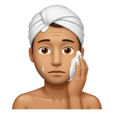 Man on the floor exhausted covered in white lotion sticker