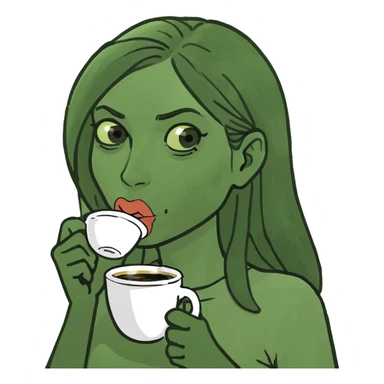 Girl drinking coffee sticker