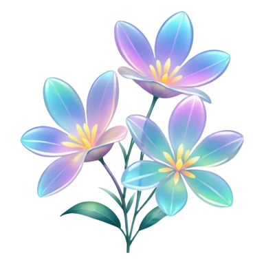 Pastel iridescent transparent luminescent aesthetic flowers sticker