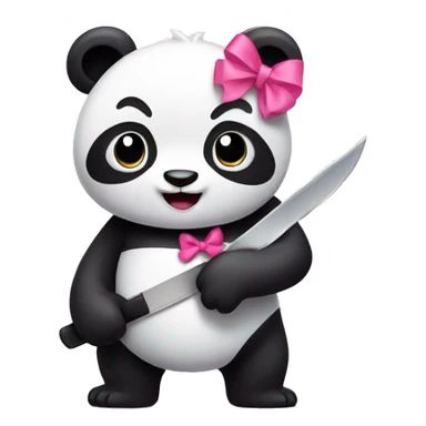 Panda with pink bow and knife sticker
