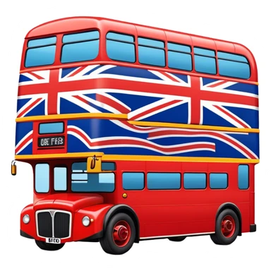 Union Jack flag, double decker bus sticker