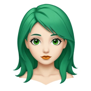 Emoji woman Emerald green hair long, fair skin, and eye black  sticker