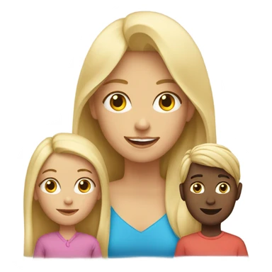 long hair blonde mother with boy and girl sticker