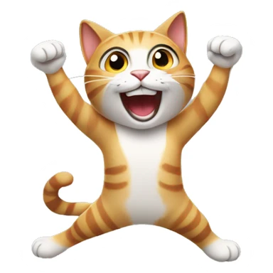 excited cat with arms up sticker