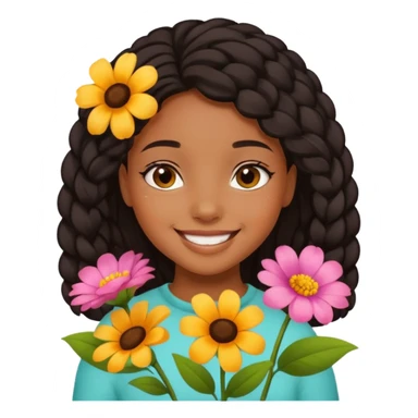 Cute Black girl With flowers sticker