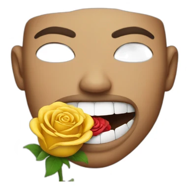 man biting rose in his mouth sticker