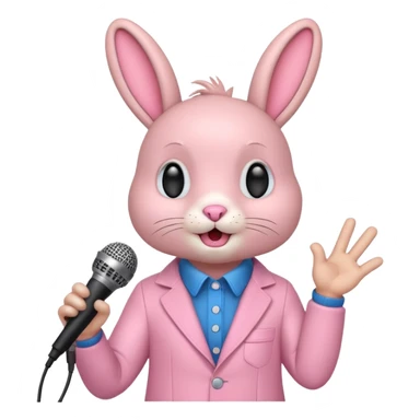 pink bunnie singing , holding mic sticker
