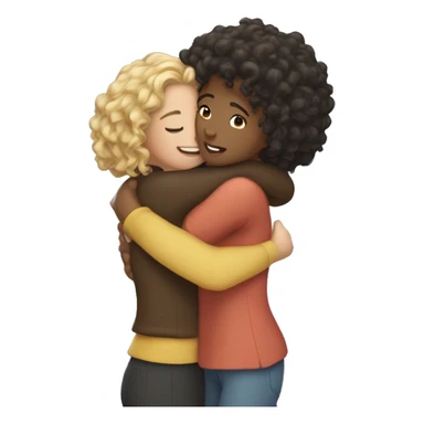 Straight hari girl and curly hait girl hugging sticker