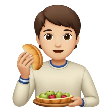 Eating bread and fruits sticker