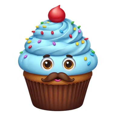 big mustached cupcake big eyes sticker