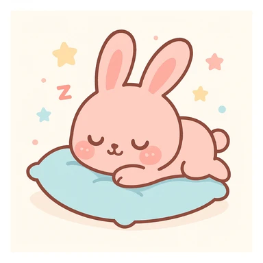 pink bunny sleeping on pillow sticker