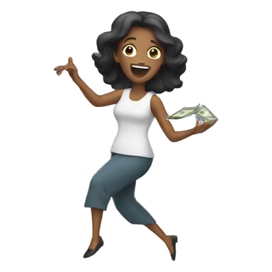A woman throwing money sticker