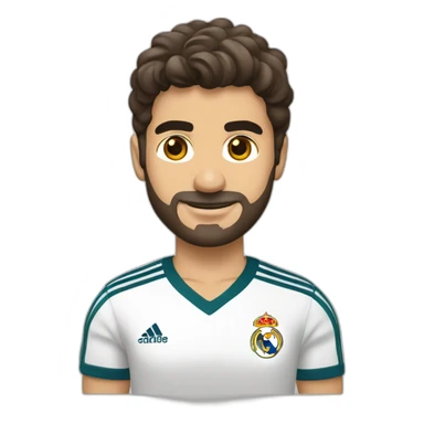 Chico rubio, simpático, vestido con camiseta del real Madrid sticker