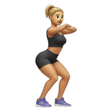  woman doing squats whith only leg sticker