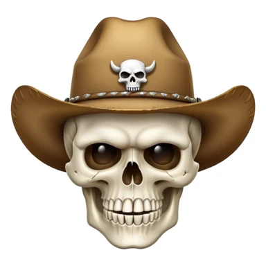 skull wearing a cowboy hat with mewing expression sticker