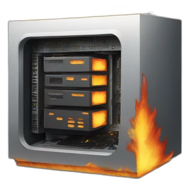 burning mainframe computer sticker