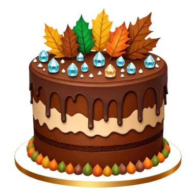 3 layer autumn cake adorned with overflowing raw crystals & leaves  sticker