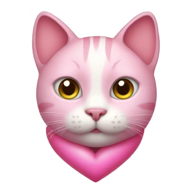 pink cat with heart  sticker