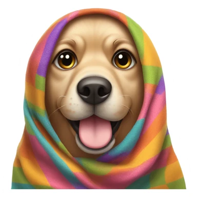 dog peaking under a blanket sticker