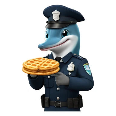 a german cop dolphin eating a stroopwafel sticker