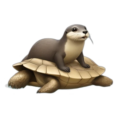 Une loutre sur une tortue sticker