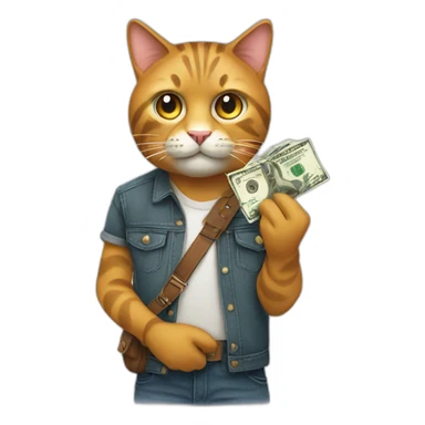 cool cat with money sticker
