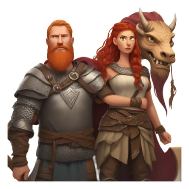 Viking red head beautiful  dragon  queen with a killed Viking solder with a man bun laying down on a dragon  sticker